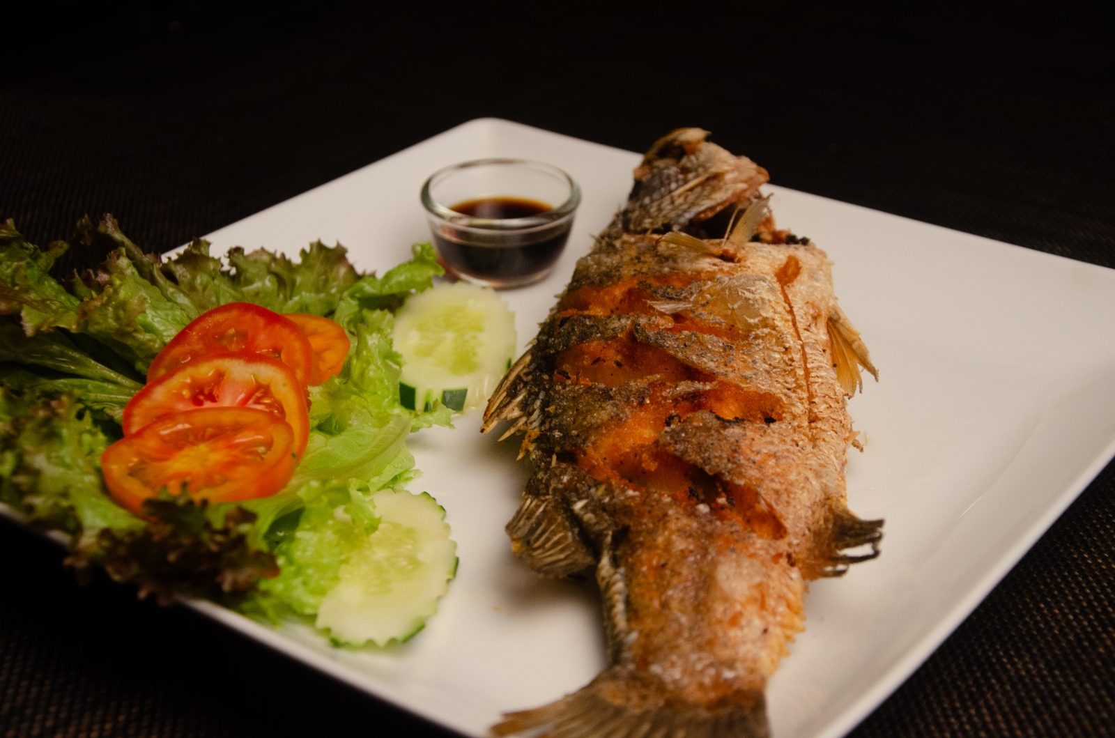 Crispy whole fish at Albatross Café, Phuket