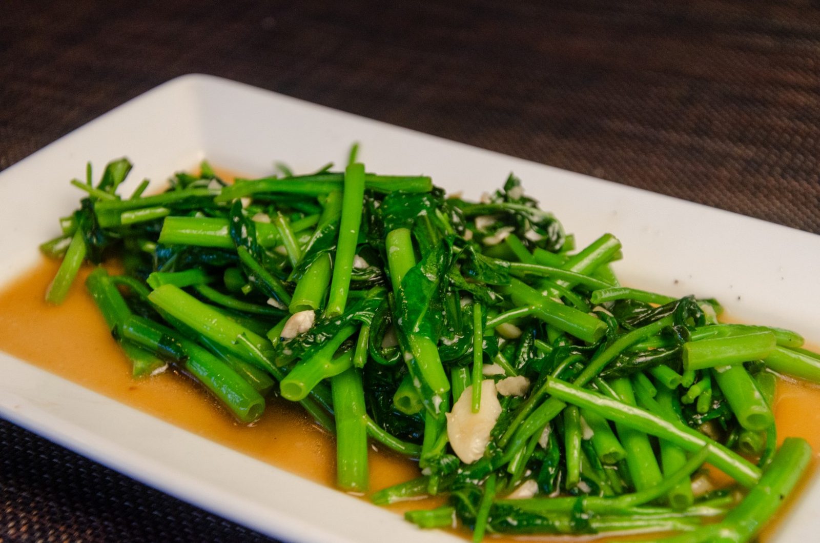 Stir-fried morning glory at Albatross Café, Laguna Phuket