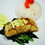 Grilled Seabass Steak with Dill Sauce 